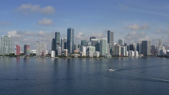 Aerial shot of downtown Miami from Biscayne bay. alt