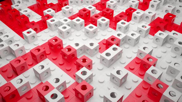 Abstract Red and White Building Blocks Rolling Background Loop