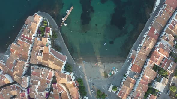 Top View of Town Beach, Quay, Houses of Cadaques alt