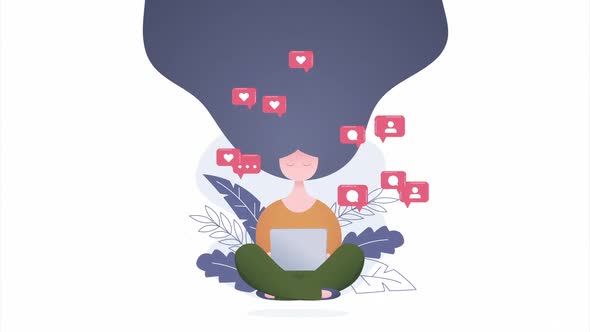 Influencer girl receiving new likes and followings on her social media alt