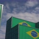 Brazil Flag Containers are Located at the Container Terminal - VideoHive Item for Sale
