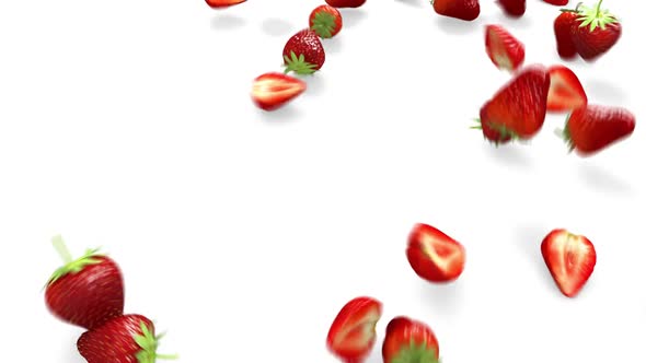 Strawberries Falling To The Surface 2