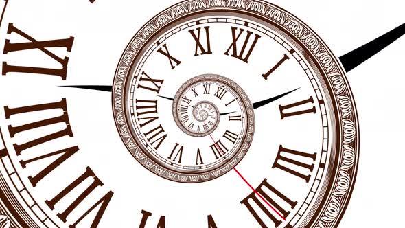 Infinity time spirals clock animation. Infinity life concept. droste effect alt