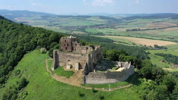 Aerial view of Kapusany castle in Slovakia alt
