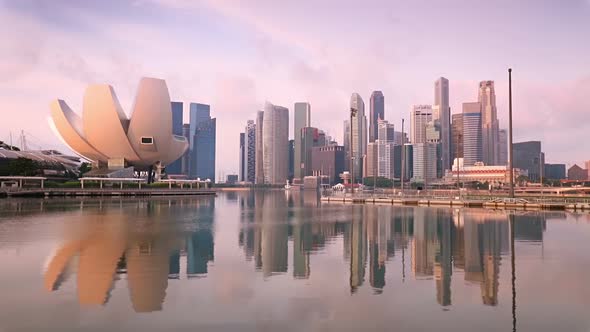 Singapore Skyscrapers and Pink Morning