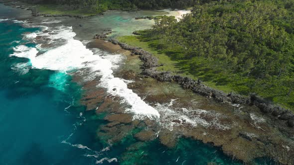 The Blue Lagoon from drone, Port Vila, Efate, Vanuatu alt
