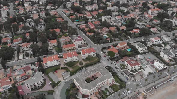 Aerial view on the bay of Cote d'Azur and La Ciotat village, France alt
