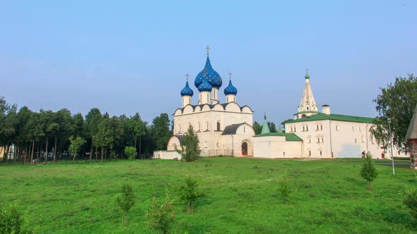The Cathedral of the Suzdal Kremlin. Russia. Time Lapse