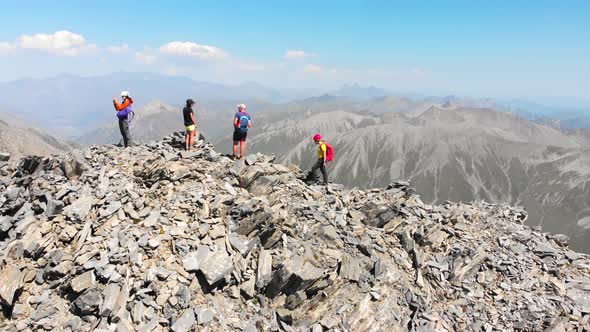 Group Of Climbers On Deda Ena Mount In K Azbegi