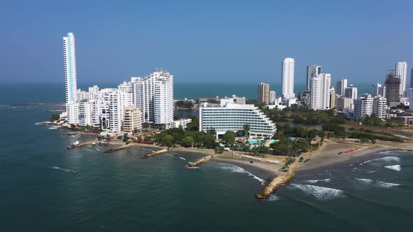 The Bocagrande District Cartagena City Colombia Aerial View