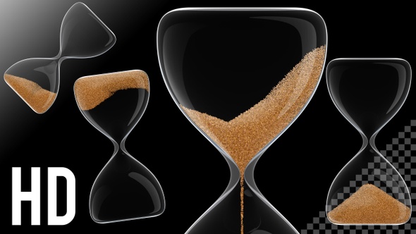 Hour Glass / Sand Clock in Transparent Background 60 Seconds - HD