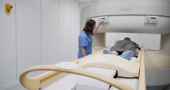 Medical Examination With MRI Magnetic Resonance Imaging Equipment In Hospital