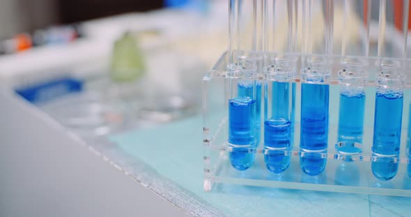 Test Tubes on Table at Laboratory alt