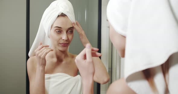 After Shower Woman in Bathroom