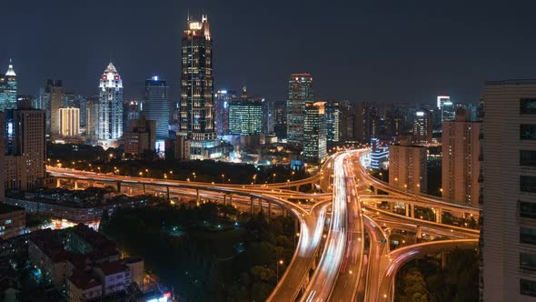 Shanghai, China, Timelapse  - Nine Dragon Pillar at Night