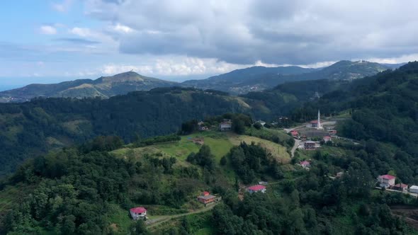 Trabzon Village Mountains Forest And Cloud Shadows Aerial Hyperlapse 2