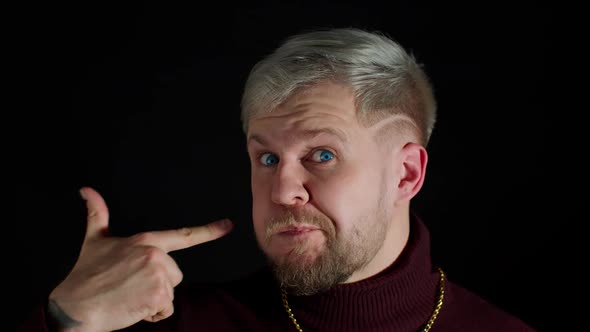 Happy Stylish Young Man Smiling Excitedly and Pointing to Camera Beauty Choosing Lucky Winner alt