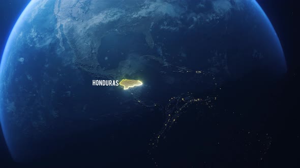 Earh Zoom In Space To Honduras Country Alpha Output