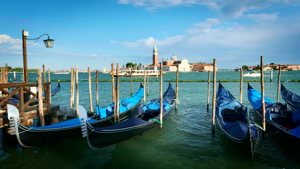 Gondolas in Lagoon of Venice, Italy alt