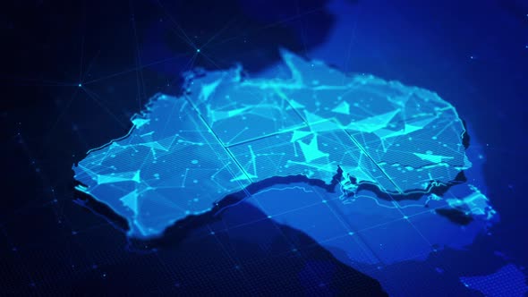 Abstract Digital Background Plexus Network In Australia Map alt