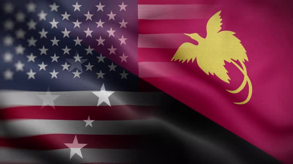 USA Papua New Guinea Flag Loop Background 4K