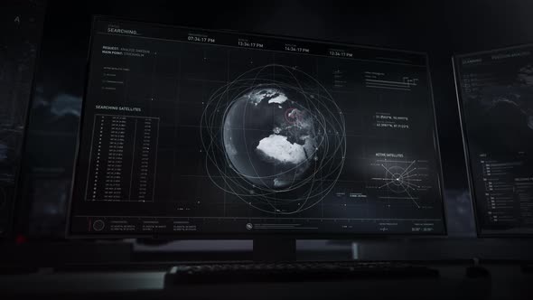 Footage of the satellites in Sweden is accessed and broadcasted on the screen. alt