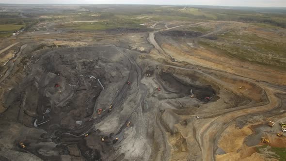 Aerial Shoot Quarry Coal Mining.
