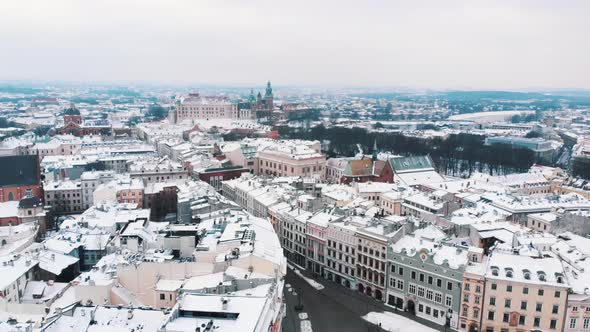 Slowmotion Footage of the Old Town Square in the City of Krakow  City Skyline alt