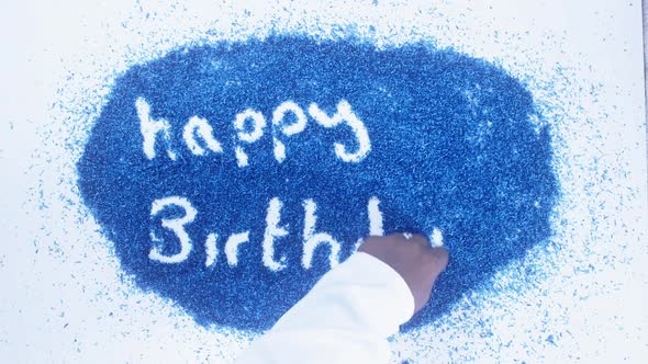 Blue Writing Happy Birthday