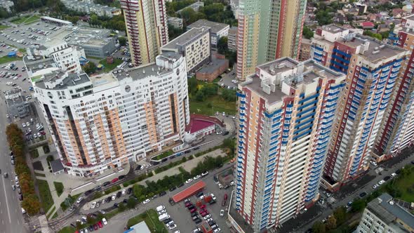 Kharkiv city aerial. Multistory modern buildings