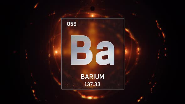 Barium as Element 56 of the Periodic Table on Orange Background