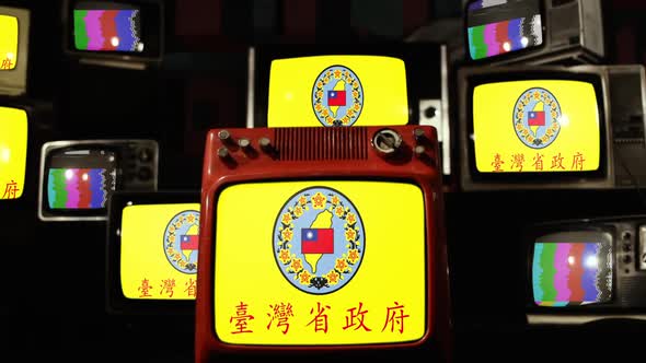 Flag of Taiwan Province, China, on Retro TVs.