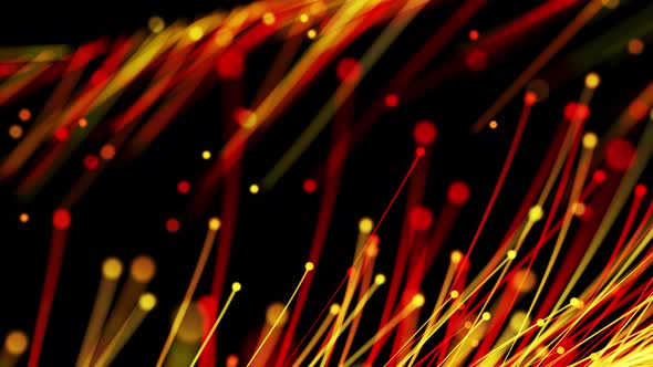 Abstract digital fiber optic lines moving dots background
