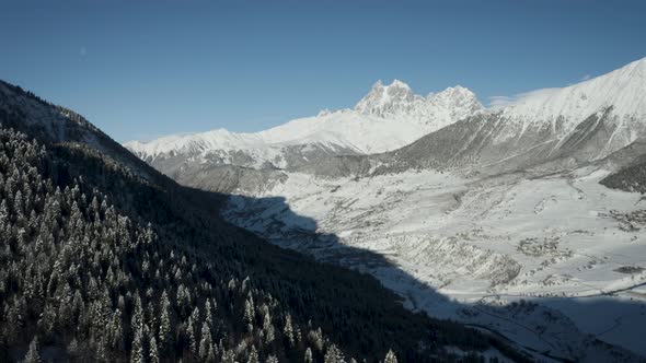 Mount Ushba In Georgia Caucasus