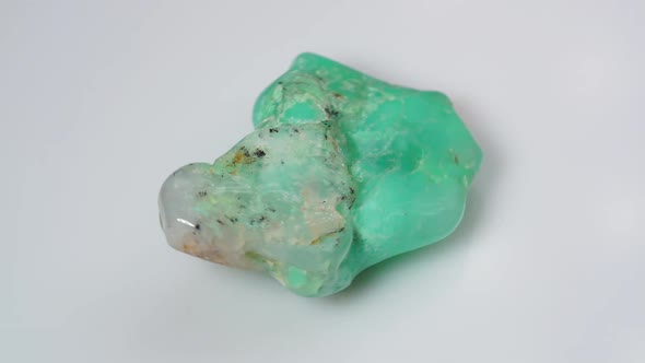 Natural Chrysoprase Rough on the Turning Table