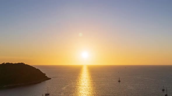 sunset on Andaman sea at View Point near Laem Promthep Cape, Phuket, Thailand - Time Lapse