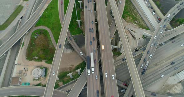 This video is about a birds eye view of rush hour traffic on major freeway in Houston. This video wa alt