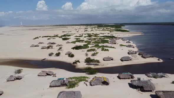 Sand dunes and rain water lagoons at northeast brazilian paradise alt