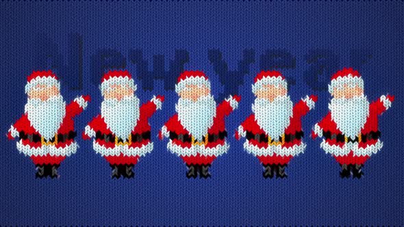 Animated knitted Santa Claus waves his hands