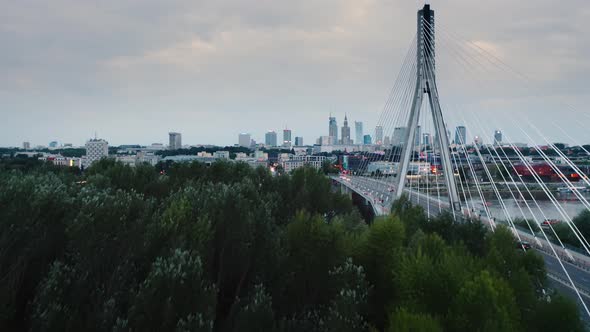 Aerial Panoramic Drone Shot of Warsaw City Cityscape alt