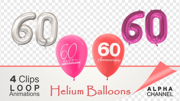 60 Anniversary Celebration Helium Balloons Pack