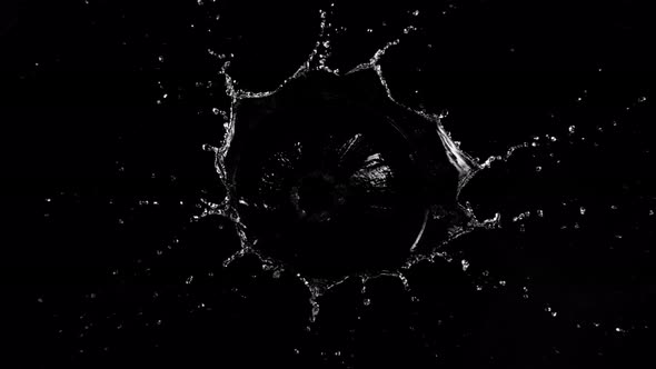 Super Slow Motion Shot of Water Splash Isolated on Black Background at 1000Fps alt