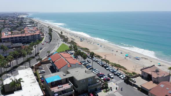 Aerial view of Carlsbad State Beach and sea wall in California, America alt