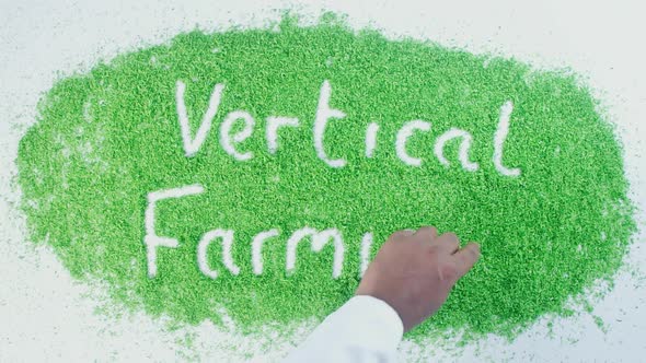 Indian Hand Writes On Green Vertical Farming