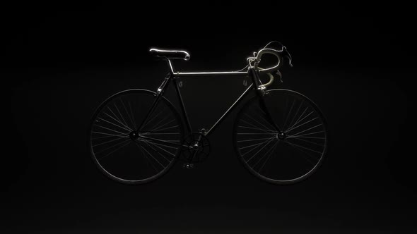 Retro bicycle silhouette with a black background. Old-fashioned, elegant bike