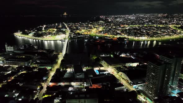 Night landscape over downtown Manaus Brazil. Cityscape landmark., Stock ...