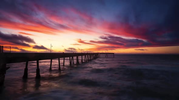 Beautiful Sunset Timelapse at California Beach Pier with Colorful Clouds