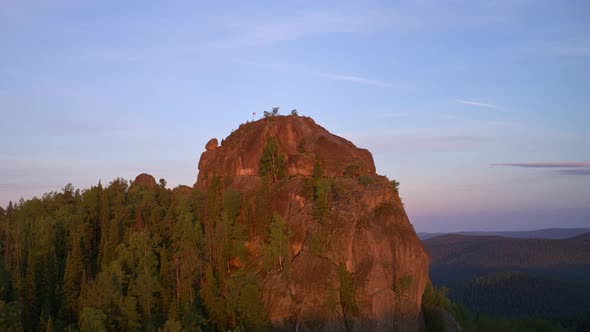 Dawn in the Siberian Stolby Nature Reserve