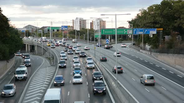 Highway Rush Hour Traffic Jam