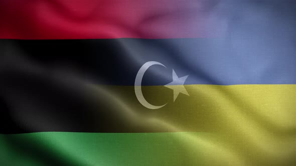 Ukraine Libya Flag Loop Background 4K